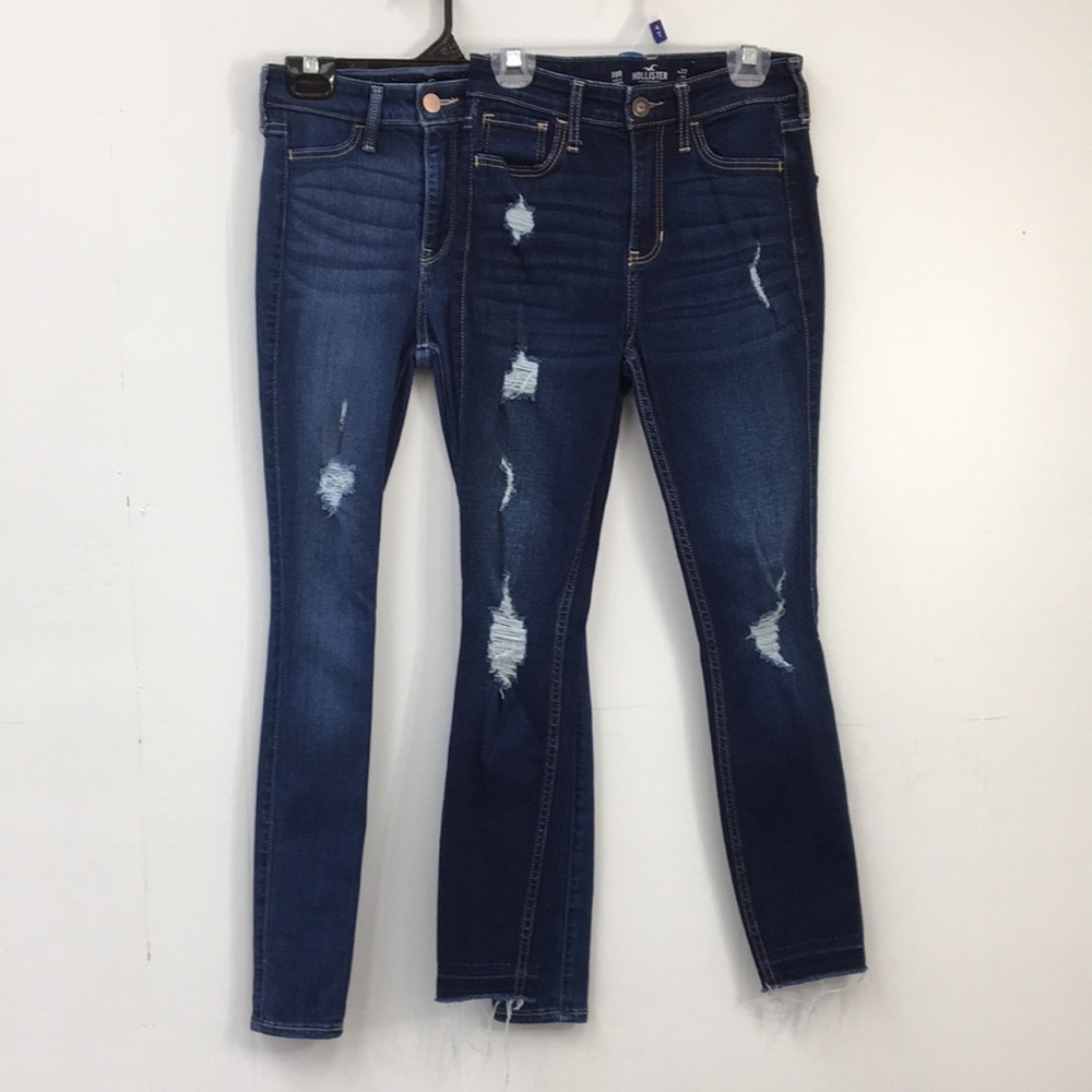 Hollister High Rise Dark/Medium Wash Jean Bundle Size 00S/R GREAT Condition